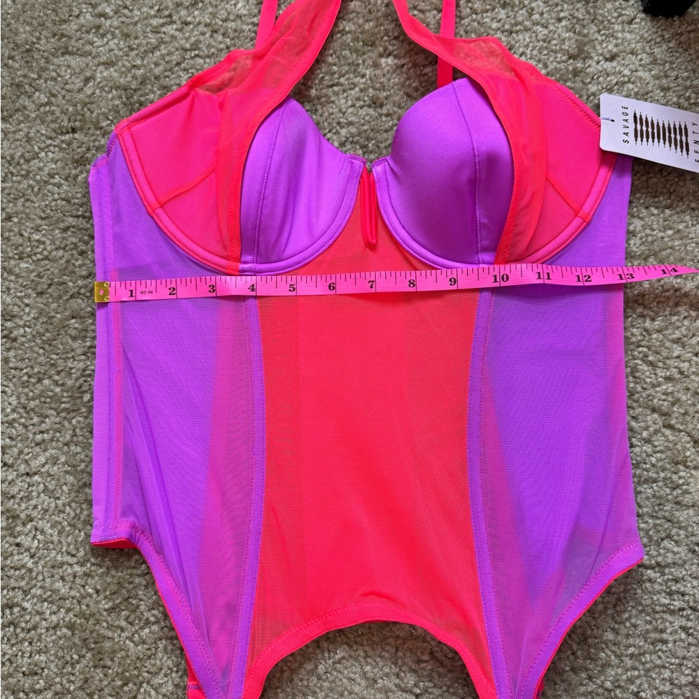 Savage X Fenty Vibrant Pink and Purple Corset Top